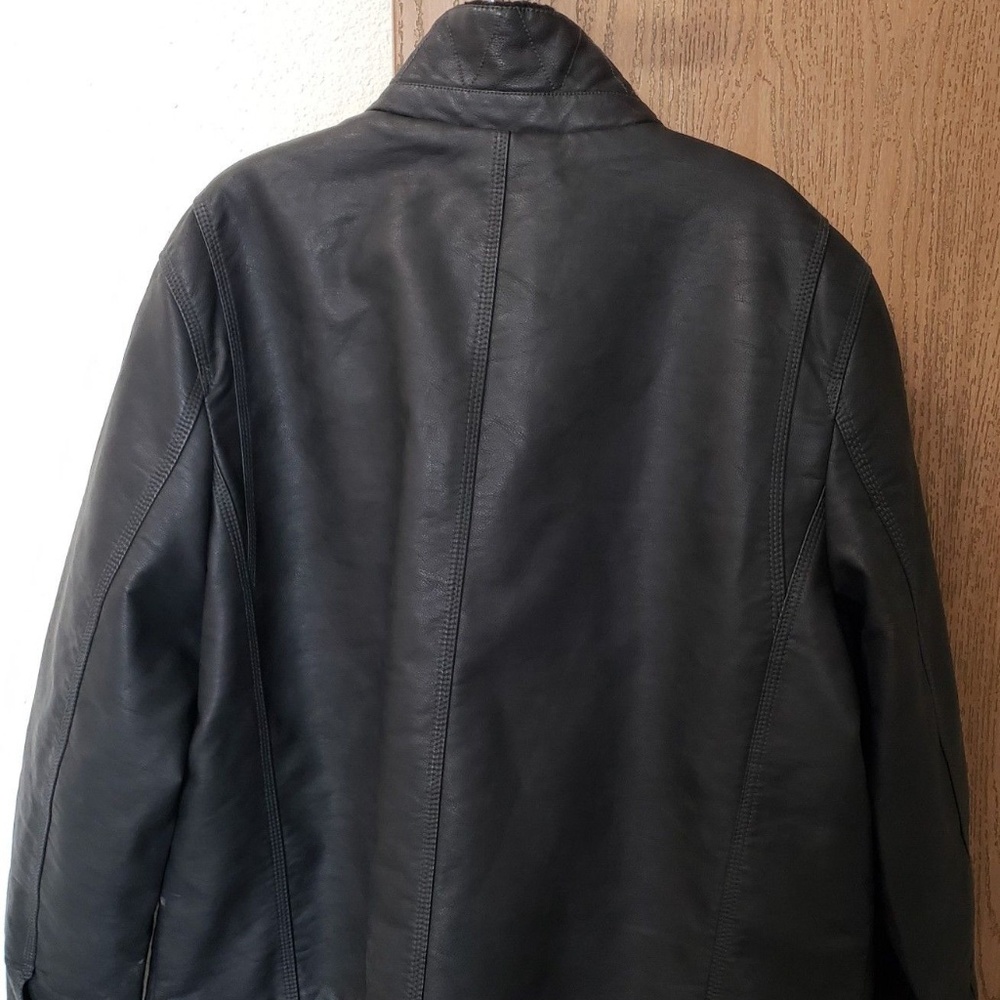 Levi's Mens Faux Leather Trucker Jacket Black - Picture 7 of 7